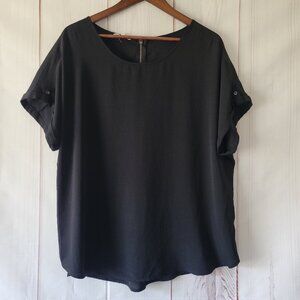 Maurices Cap Sleeve Blouse, Relaxed Fit Top, Women’s XL, Black, Casual Shirt